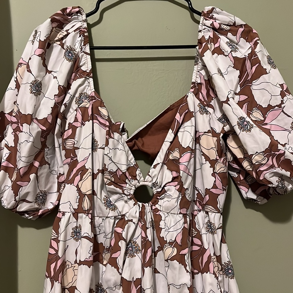 Abercrombie and Fitch O-Ring Puff Sleeve
Midi Dress